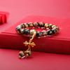 Pulseira de esmalte cinza perfumado com folha de ouro e prata mantra de seis caracteres presente para homens e mulheres casais presente de feriado joia presente