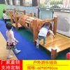 Estructura de escalada para jardín de infantes Equipamiento de juego exterior para niños Combinación de tobogán grande de madera Juguetes de escalada de madera maciza para exteriores