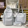Mochila de Alta Gama con Estampado de Cielo Estrellado Blanco Leche para Estudiantes de Secundaria Niñas, Set de Tres Piezas, Bolso Ligero de Nicho para Tutorías