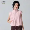 Jaqueta Colete de Yoga Quente Estilo Europeu e Americano para Mulheres, Roupa Externa Esportiva para Corrida Outono e Inverno, Colete de Fleece com Gola Alta, Top Fitness