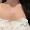 Collar de plata estilo coreano con forma de corazón de moissanita, diseño simple y único, cadena para clavícula con colgante de corazón, disponible para venta al por mayor