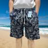 Shorts de Playa para Hombre de Verano para Uso al Aire Libre, Vacaciones Casuales, Estilo Étnico, Shorts de Algodón y Lino de Secado Rápido para Hombre
