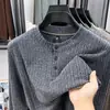 Sudadera de Hombre Tencel Lana 2026 Otoño/Invierno Nueva Moda Casual Pulóver de Punto Retorcido para Hombres de Mediana Edad