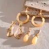 Pendientes Redondos Empalmados de Resina Retro Originales Europeos y Americanos, Pendientes Simples de Alta Gama Transfronterizos, Accesorios para Orejas de Moda de Nicho