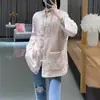 Novo Casaco Acolchoado de Algodão Rosa com Gola Estilo Chinês Tang Suit Feminino Inverno 2024 Novo Top de Algodão Jacquard de Cetim