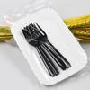 Plato de Pastel Transparente Desechable Completo con Cuchillo y Tenedor en Bolsa Escarchada Set de Suministros Redondos Cortador Tres en Uno Plato de Cumpleaños