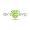 Anillo de Corazón Delgado con Flor de Hielo de Piedra Preciosa de Colores de Venta Caliente en Transmisión en Vivo para Mujer, Diamante de Alto Carbono Súper Brillante, Anillo de Corazón Versátil de Moda