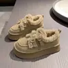 Zapatos de algodón de suela gruesa para mujer, para uso en exteriores, nuevo estilo 2026, retro, forrados de felpa, estilo Birkenstock, cálidos, sin cordones, botas de nieve