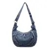 Bolsas de Moda Nuevas Transfronterizas para Mujer, Bolsos Retro de Mezclilla Tipo Bollo, Bolsos Cruzados para Mujer, Bolsos Casuales de Axila, Bolsos de Gran Capacidad