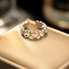 Anillo de Mariposa con Circonita Incrustada en Cobre Estilo Similar a Xiaohongshu para Mujer, Accesorios de Moda de Lujo Ligero con Perla Chapados en Oro Real de Alta Calidad