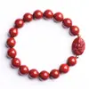 Pulseira Budista Genuína de Cinábrio Natural de Natal para Homens e Mulheres, Doze Signos do Zodíaco, Santo Padroeiro, Estilo Casal Ano Zodiacal Pulseira de Contas Budistas