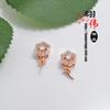 Accesorios de bricolaje Corona de alta calidad Colgante con microincrustaciones Hebilla Chapado en cobre Oro de 18 quilates Collar de cristal con perla Colgante vacío