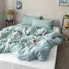 Estilo INS color sólido algodón puro algodón lavado artículo individual funda de edredón funda de edredón 100% algodón juego de tres piezas estudiante doble juego de tres piezas ropa de cama