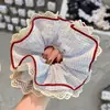 2026 Novo Estilo Tecido Suave e Requintado Xadrez Prendedor de Cabelo, Doce e Moderno Versátil com Acabamento em Renda Scrunchie Acessório de Cabelo