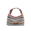 Bolso de paja a rayas de arcoíris para mujer, nuevo estilo de verano 2026, bolso de hombro tejido para vacaciones en la playa, bolso tote para el trabajo