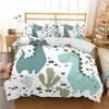 Amazon transfronterizo juego de tres piezas lindo estampado de dinosaurio de dibujos animados poliéster ropa de cama comercio exterior textil para el hogar al por mayor