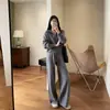 Conjunto de punto relajado y cómodo~Cárdigan con capucha y pantalones de pierna ancha conjunto de dos piezas para mujer Otoño/Invierno 2026 H100617