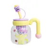 Linda Taza de Vidrio con Popote para Niñas Alto Valor de Color Gran Capacidad Escritorio Separación Té Agua Taza de Té de Burbujas Resistencia a Altas Temperaturas