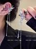 Aretes de borla de circonio de garra de alta calidad con aguja de plata 925 para mujer, temperamento de nicho de lujo ligero, aretes largos, aretes adelgazantes para rostro redondo
