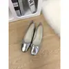 Zapatos de tacón medio plateados estilo francés para mujer, Primavera y Otoño 2026 Verano, Zapatos de noche delicados con lazo, Zapatos negros para el trabajo
