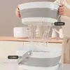 Cesta Drenante Dobrável de Camada Dupla Utensílios de Cozinha Bacia para Lavar Vegetais Bandeja de Frutas Doméstica para Sala de Estar Cesta de Armazenamento para Acampamento ao Ar Livre