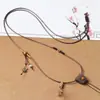 Cordão de pingente trançado feito à mão, primorosamente trabalhado, combinado com um lindo pingente de jade Hetian, moderno e ajustável