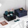 Olla de Cerámica Negra con Asa Lateral Set de Té para Viaje en Coche Lujo Ligero Taza de Té Portátil Caja de Almacenamiento Exterior Bolsa Set de Té Kung Fu