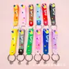 Llavero de la suerte con estampado de estrellas de colores diy, pegamento flexible de pvc, cuerda para llavero de coche hecha a mano, venta al por mayor