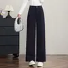 Pantalones de Pierna Ancha Adelgazantes Personalizados Otoño/Invierno de Cintura Alta Pierna Recta Pantalones Largos Sueltos Casuales Viaje Diario Petite