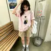 Chic Girl Estilo Coreano Estampada Verão Novo Tamanho Grande Algodão Puro Manga Curta Camiseta Feminina Gorda MM Emagrecedora Gola Redonda Top