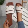 Sandalias planas de una tira para mujer 2025 Talla grande Verano Nuevo Punta redonda Cómodas Sandalias planas sin cordones