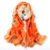 Cachecol de Lã Pintado à Mão, Dupla Utilização como Xale para Proteção contra o Frio, Gola Térmica Feminina para Outono e Inverno, Design Personalizado Pintado à Mão com Plantas e Flores Artesanais