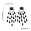 Pendientes de Aguja de Plata Transfronterizos con Borlas Cuadradas de Gota de Agua Incrustadas de Diamantes, Pendientes Sencillos y de Moda con un Diseño de Lujo Ligero y de Alta Gama