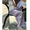 Pantalones Anchos de Algodón y Lino Morados para Mujer, Novedad Verano 2026, Pantalones Rectos de Tiro Alto con Caída, Pantalones Casuales de Lino Ajustados para Mujer Petite
