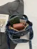 Bolso Cuadrado Pequeño Textura Desgastada Callejón Viejo Índigo para Estudiantes Mujeres, Estilo Perezoso Vintage, Ligero y Versátil para Viajes Diarios, Bolso Cruzado