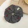 Scrunchie de Malla de Tela Estilo Coreano con Cerezas Nueva Moda Sencillo Versátil Lazo para el Cabello Moño Coleta Alta Cuerda para el Cabello