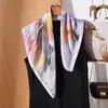 Pañuelo de Seda Artístico Morandi de 70 cm para Mujer, Pañuelo Cuadrado Versátil de Alta Gama, Adecuado para Viajar al Trabajo, Elegante para Camisas y Trajes, Pañuelo Pequeño para el Cuello, Bufanda