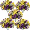 Amazon transfronterizo nueva flor artificial de 7 cabezas pensamiento jardín patio exterior cesta colgante de flor artificial decoración de jardín