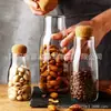 Pote Selado de Vidro Borossilicatado Reto para Uso Doméstico, Adequado para Armazenar Frutas Secas, Grãos, Chá, com Tampa de Rolha, Pote para Armazenar Grãos de Café