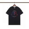 25Mon Camiseta de Marca de Moda Cuello Redondo Manga Corta con Patrón Bordado al Frente, Estilo Unisex, Manga Media de Verano Estilo Pareja para Hombre
