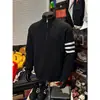 Chaqueta cárdigan de punto de tres rayas para hombre, otoño e invierno, holgada y casual, nuevo modelo popular, comercio exterior al por mayor transfronterizo