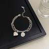 Pulsera de plata de ley S925 Ruitai para mujer, diseño de nicho moderno, colección vintage, con doble capa y diseño redondo.
