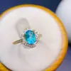 Anillo de Plata de Ley S925 con Topacio Paraíba Natural Moda Nicho Ovalado 6*8mm Anillo al por Mayor