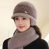 Gorro de Invierno para Mujeres de Mediana Edad y Personas Mayores, Gorro de Lana Grueso Cálido con Forro de Piel de Conejo de Abuela, Gorro de Punto de Protección contra el Frío para Mamá