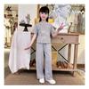 Nuevo Conjunto de Estilo Chino para Niñas 2026 Verano Nuevo Modelo para Niños Mayores, Estilo Tendencia Nacional de Seda de Hielo con Botones de Manga Corta Informal Conjunto de Dos Piezas