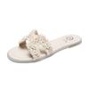 Chinelos de Pérola estilo Chanel Famosos na Internet Verão 2024 para Uso Externo Slides de Sola Fina Sandálias de Praia Confortáveis de Sola Macia