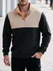 Colección Otoño/Invierno de comercio electrónico transfronterizo: Suéter casual de manga larga para hombre, talla europea, con cuello alto y estampado de cuadros pequeños, top de corte holgado