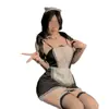 Uniforme Lingerie Sexy Tentação Empregada Role Play Sexy Puro Desejo Traje de Empregada Apaixonado Pijama Sem Tirar Camisola