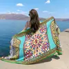 Chal de Estilo Étnico para Verano Mujer 2026 Nuevo Estilo Viaje a Yunnan Protección Solar Bufanda de Seda con Borlas Toalla de Playa