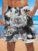 Pantalones de playa holgados europeos y americanos 2024, pantalones de surf de verano con estampado 3D de humo, pantalones cortos de moda para hombre